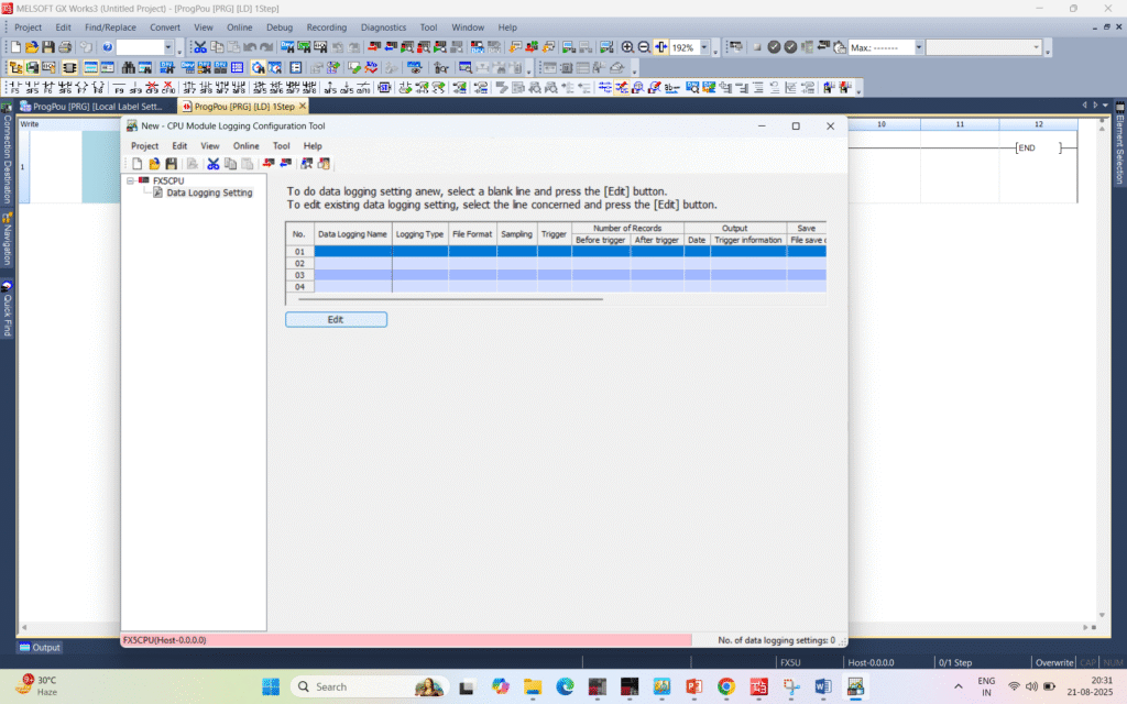 CPU MODULE LOGGING FUNCTION